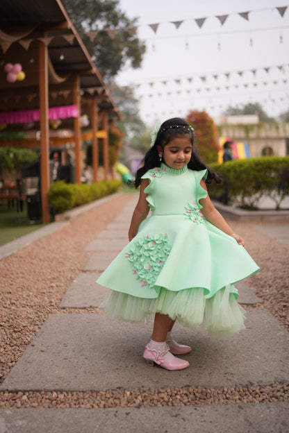 Mint Green Garden Short Long Gown