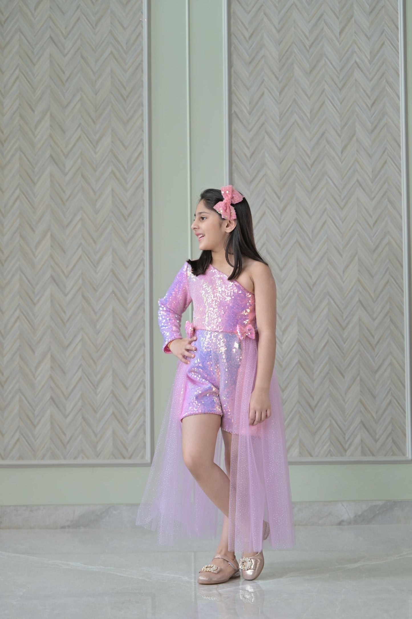 Rainbow Sequence Playsuit With Back Flair