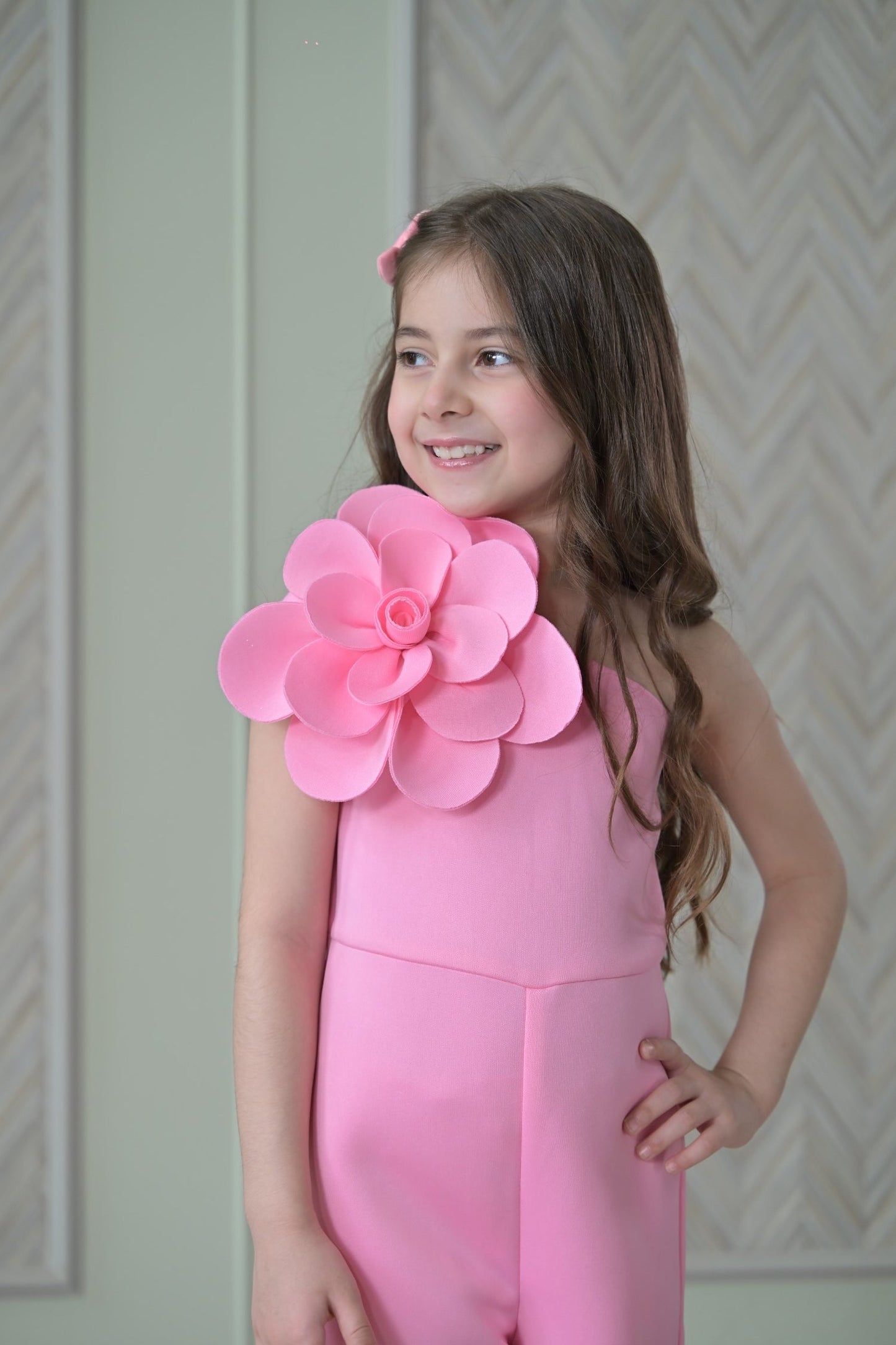 Lotus Pink 3D Flower Jumpsuit