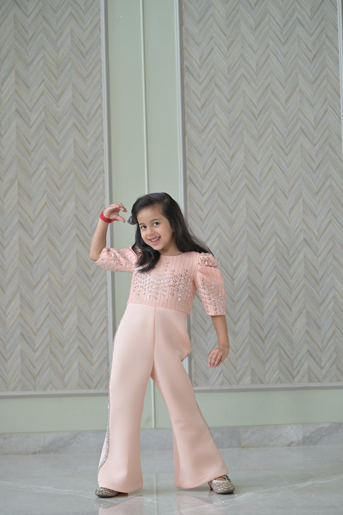 Peach Sequence Bodice Jumpsuit