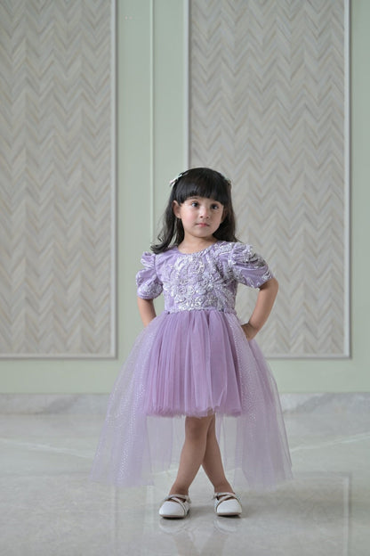Lavender Seuence Dress With Back Flair