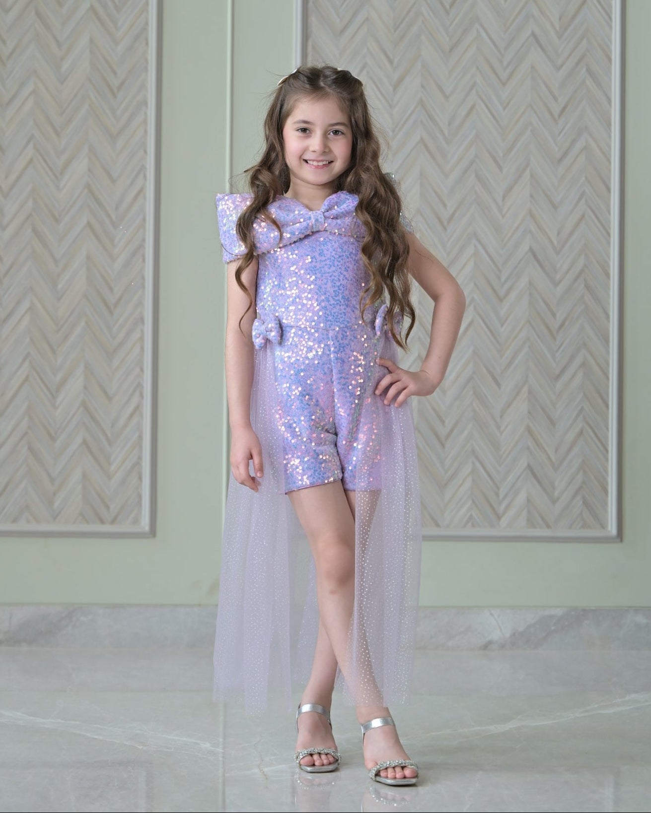 Lilac Sequence Playsuit With Back Flair