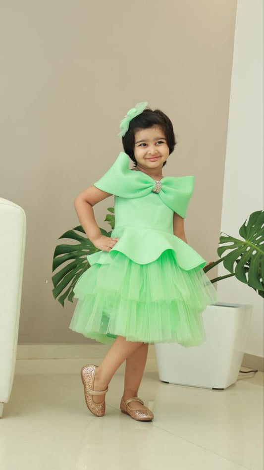 Mint Green Offshoulder Bow Charm Dress