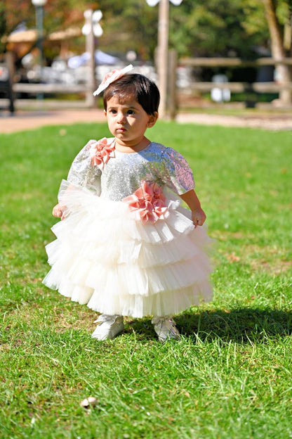 Silver Ivory Multilayer Dress
