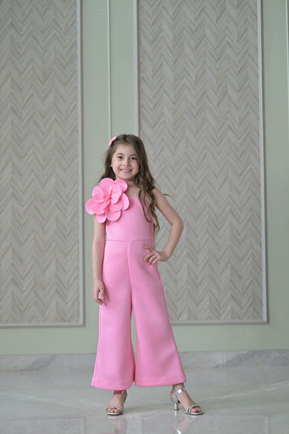 Lotus Pink 3D Flower Jumpsuit