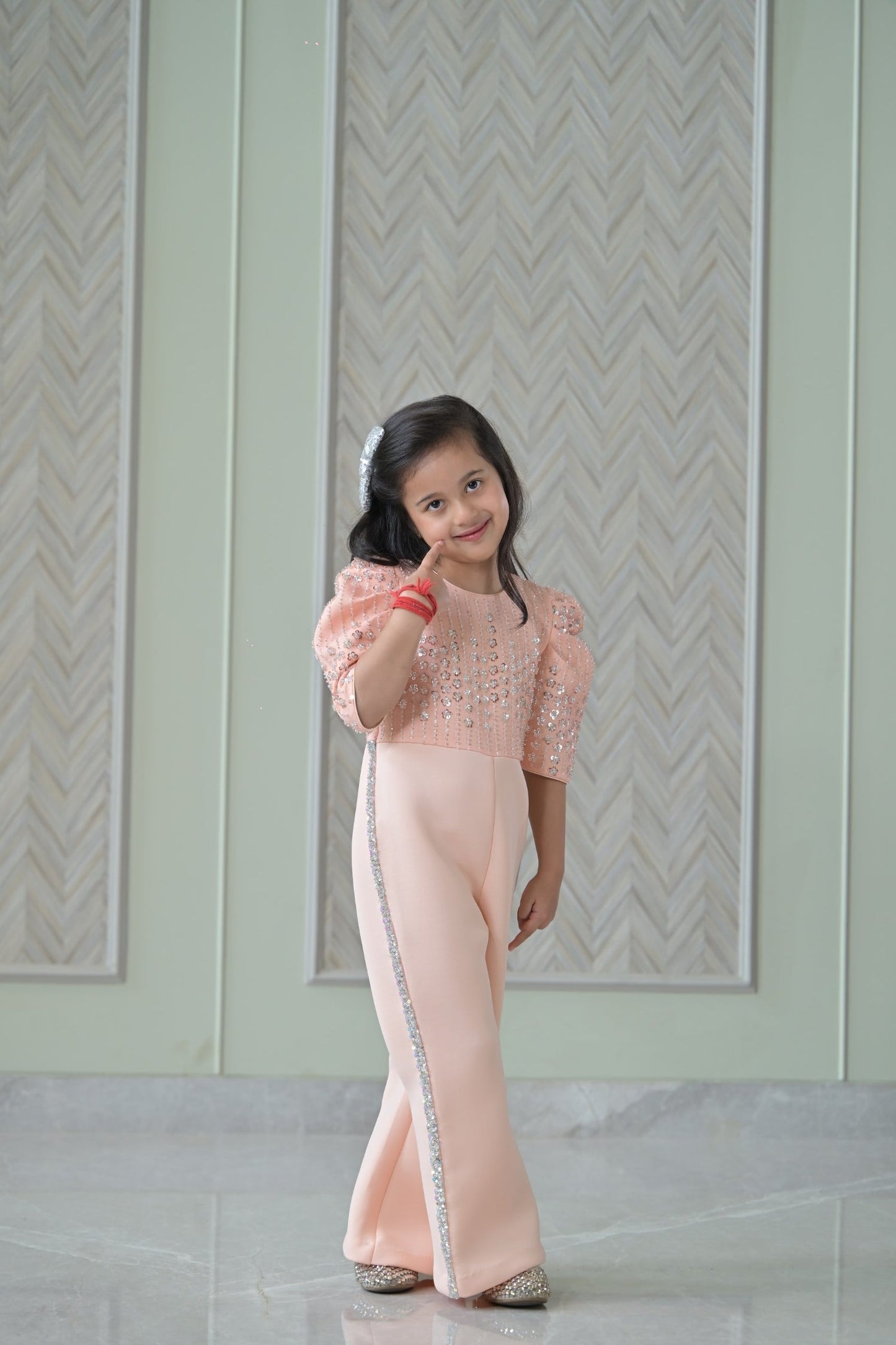 Peach Sequence Bodice Jumpsuit