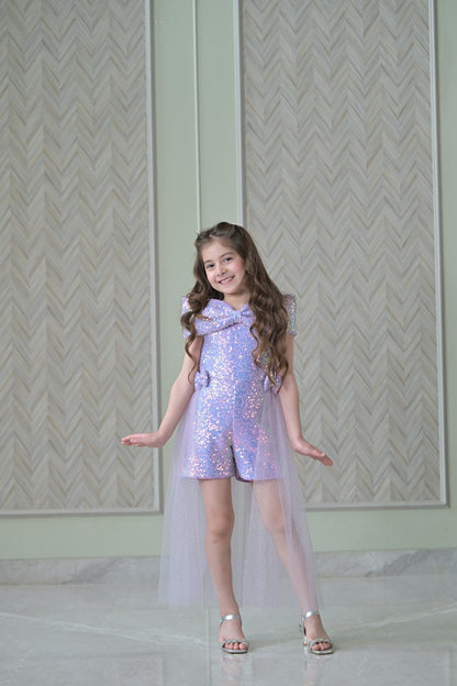 Lilac Sequence Playsuit With Back Flair