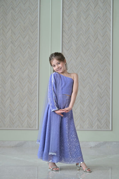 Lilac Lavender Sequence Sharara Set With Dupatta
