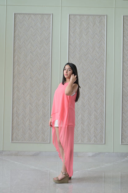 Coral Light Pink Double Layer Top