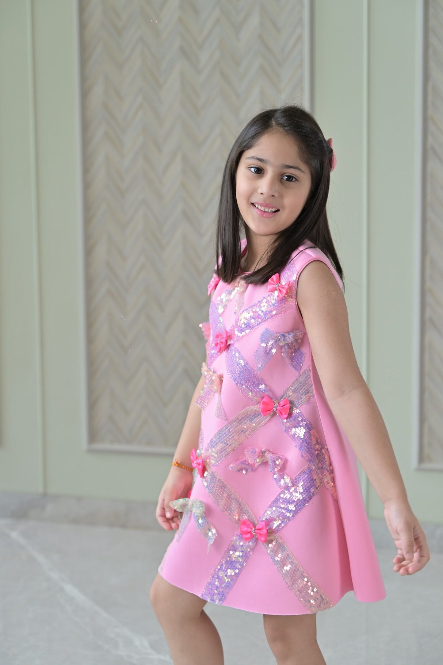 Lotus Pink Lots Of Bows A Line Dress