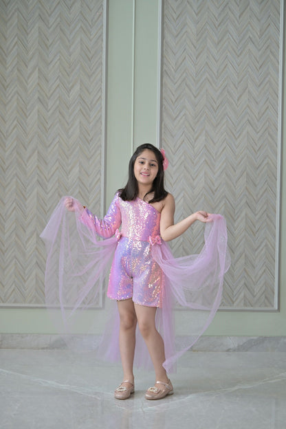 Rainbow Sequence Playsuit With Back Flair