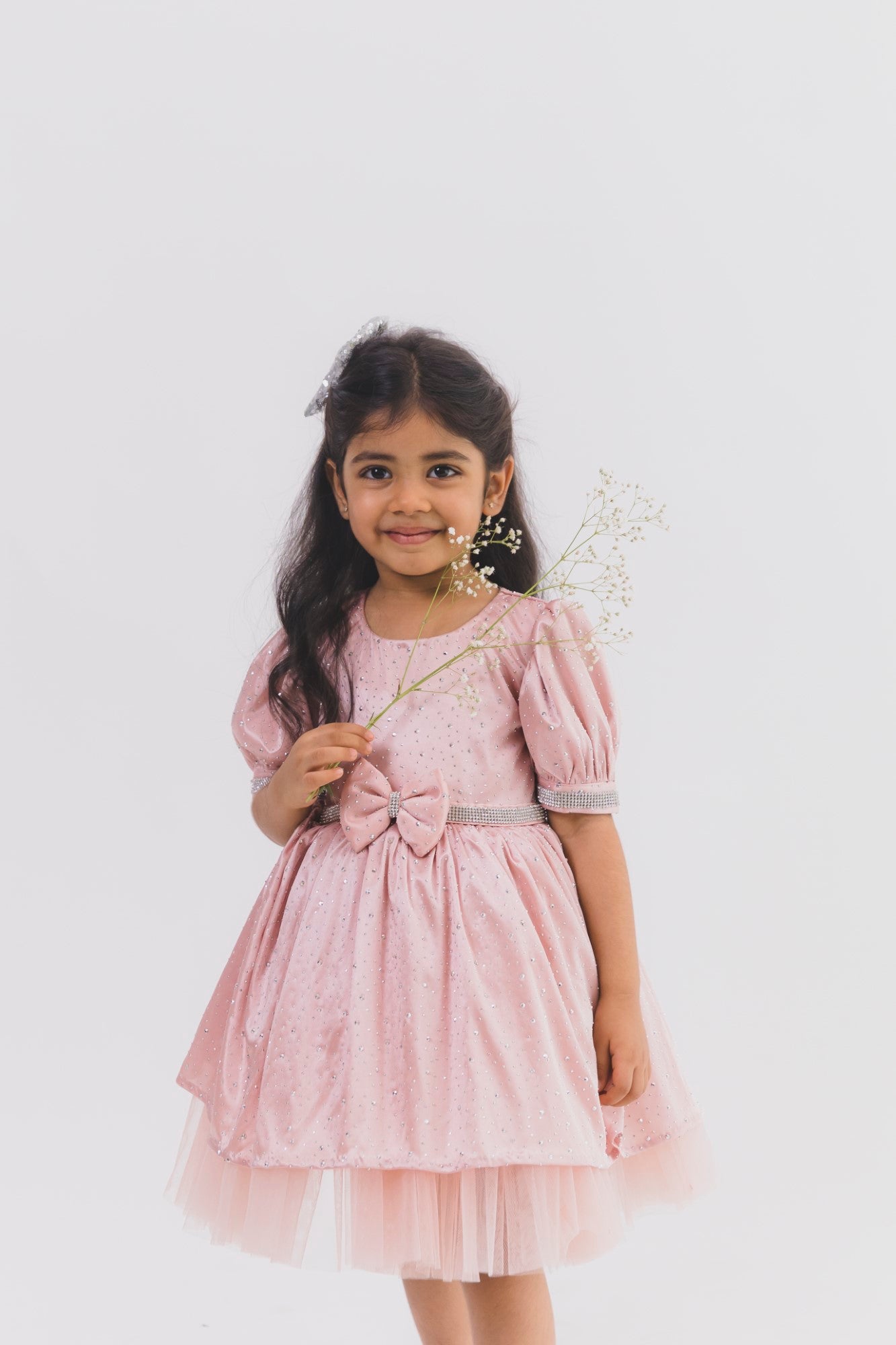 Baby Pink Satin Crystal Dress