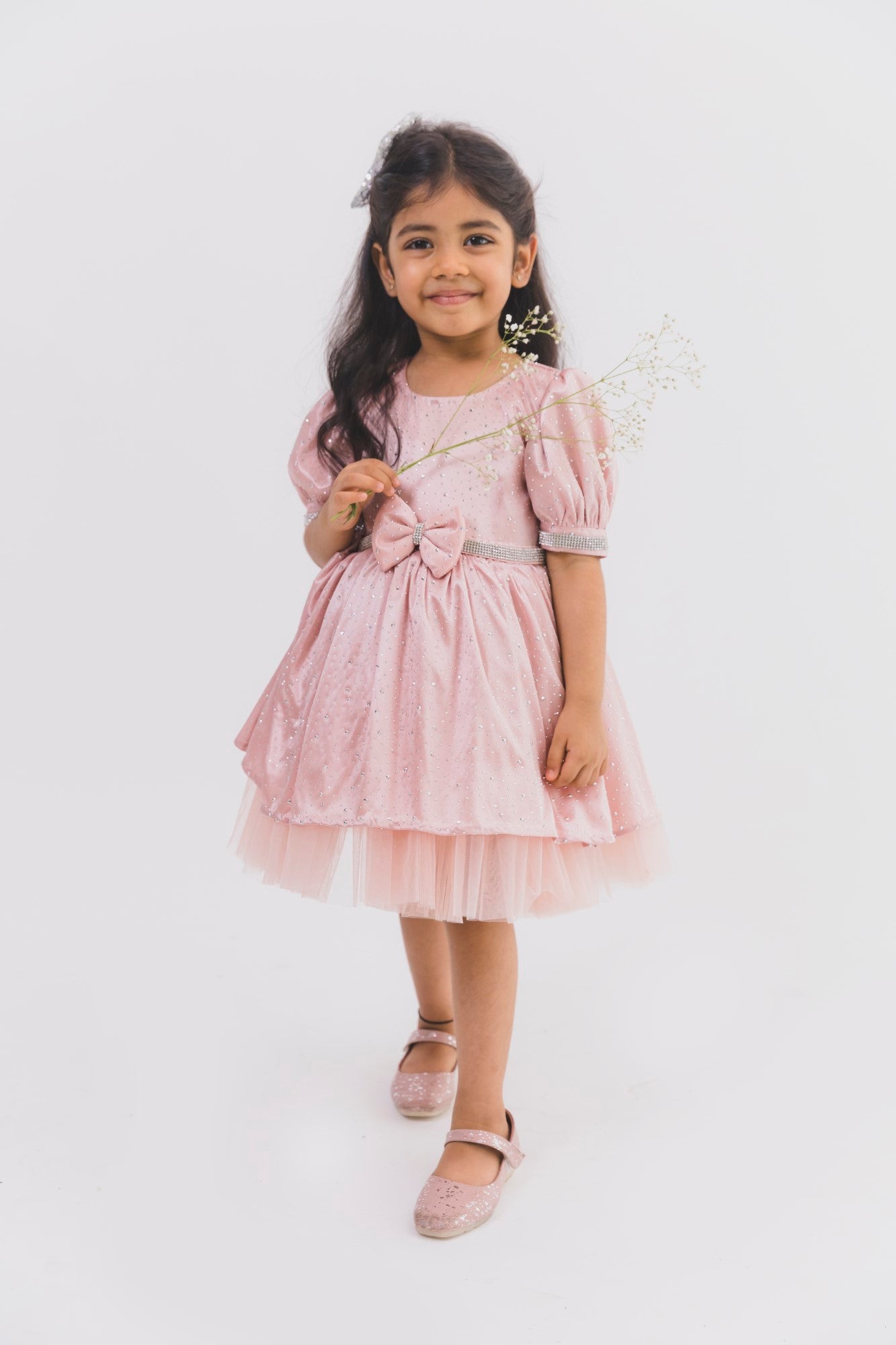 Baby Pink Satin Crystal Dress