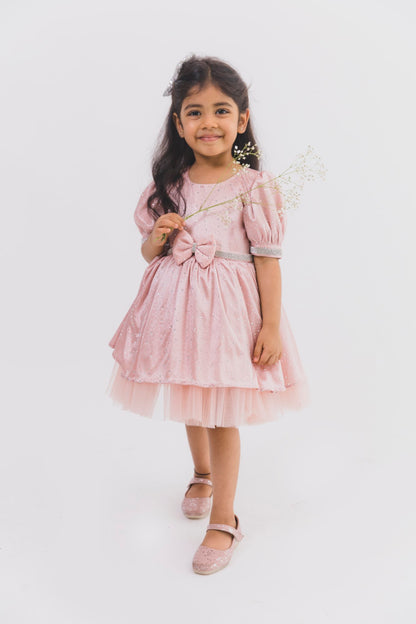 Baby Pink Satin Crystal Dress
