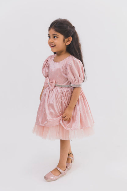 Baby Pink Satin Crystal Dress