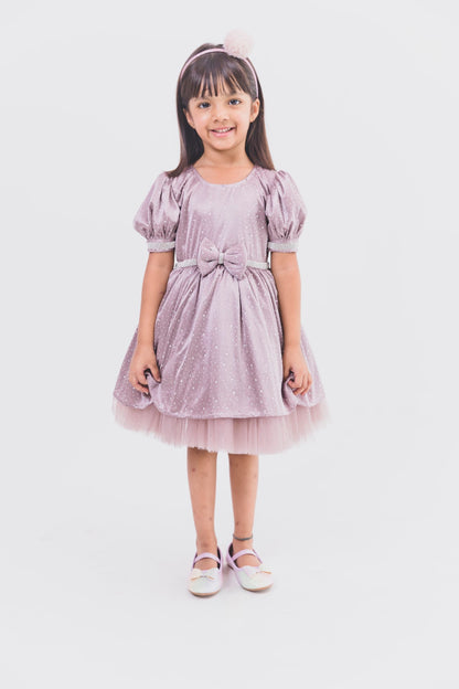 Lavender Satin Crystal Dress