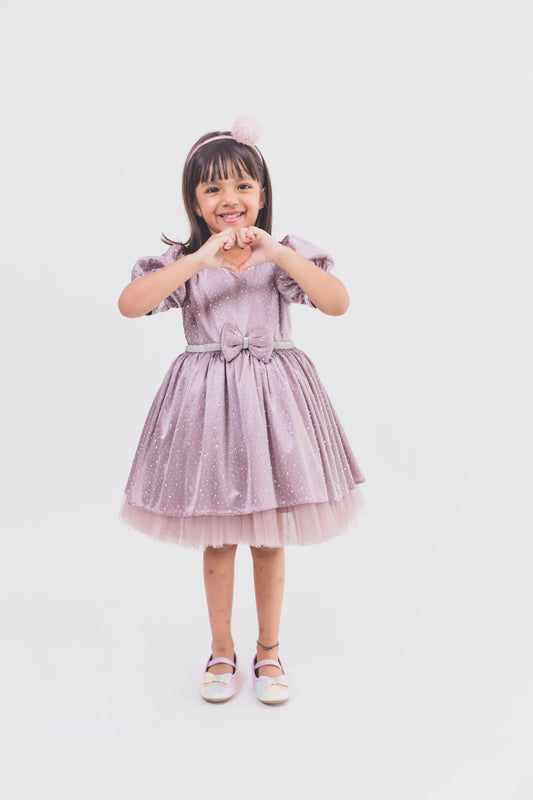 Lavender Satin Crystal Dress