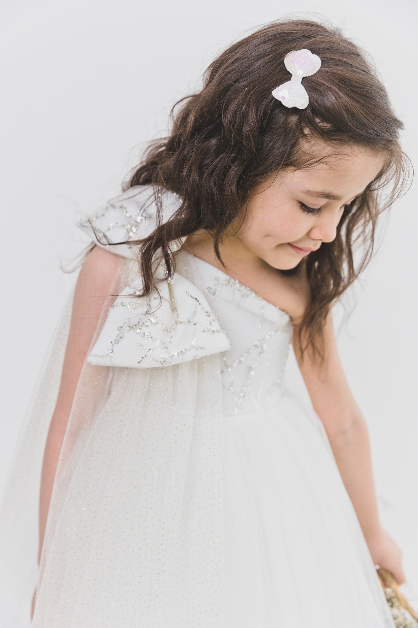 Ivory Sequence One Shoulder Glitter Drape Dress