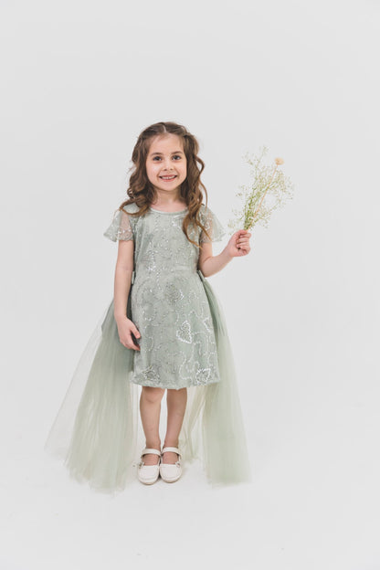 English Green Chantilly A Line Dress
