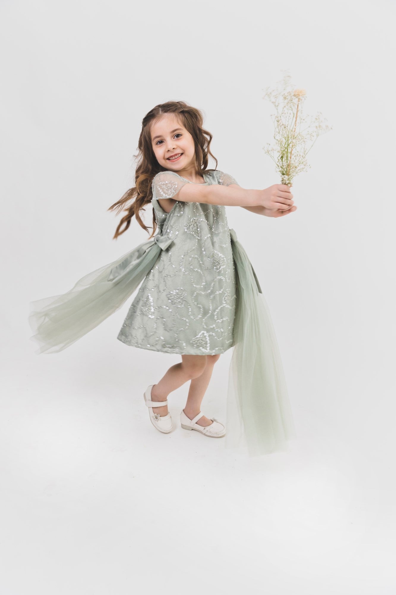 English Green Chantilly A Line Dress