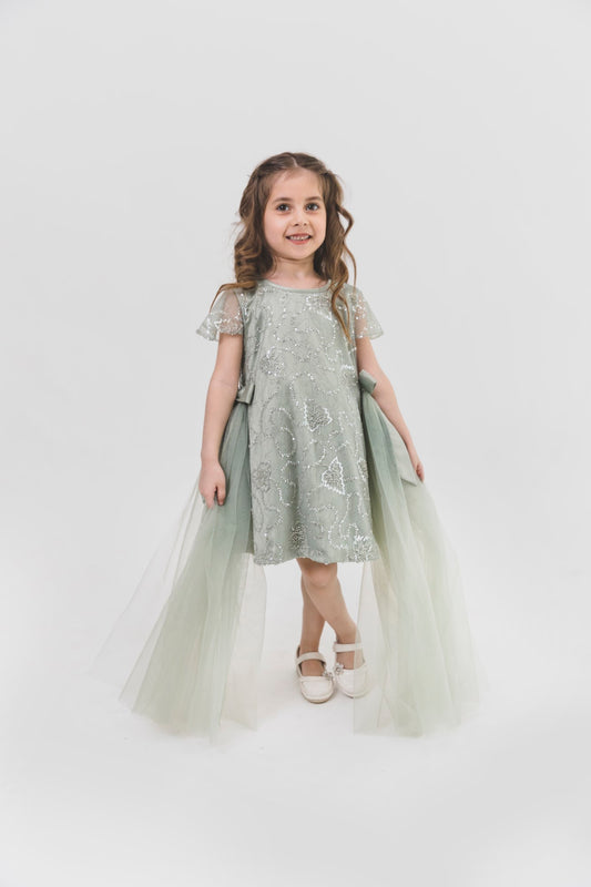 English Green Chantilly A Line Dress