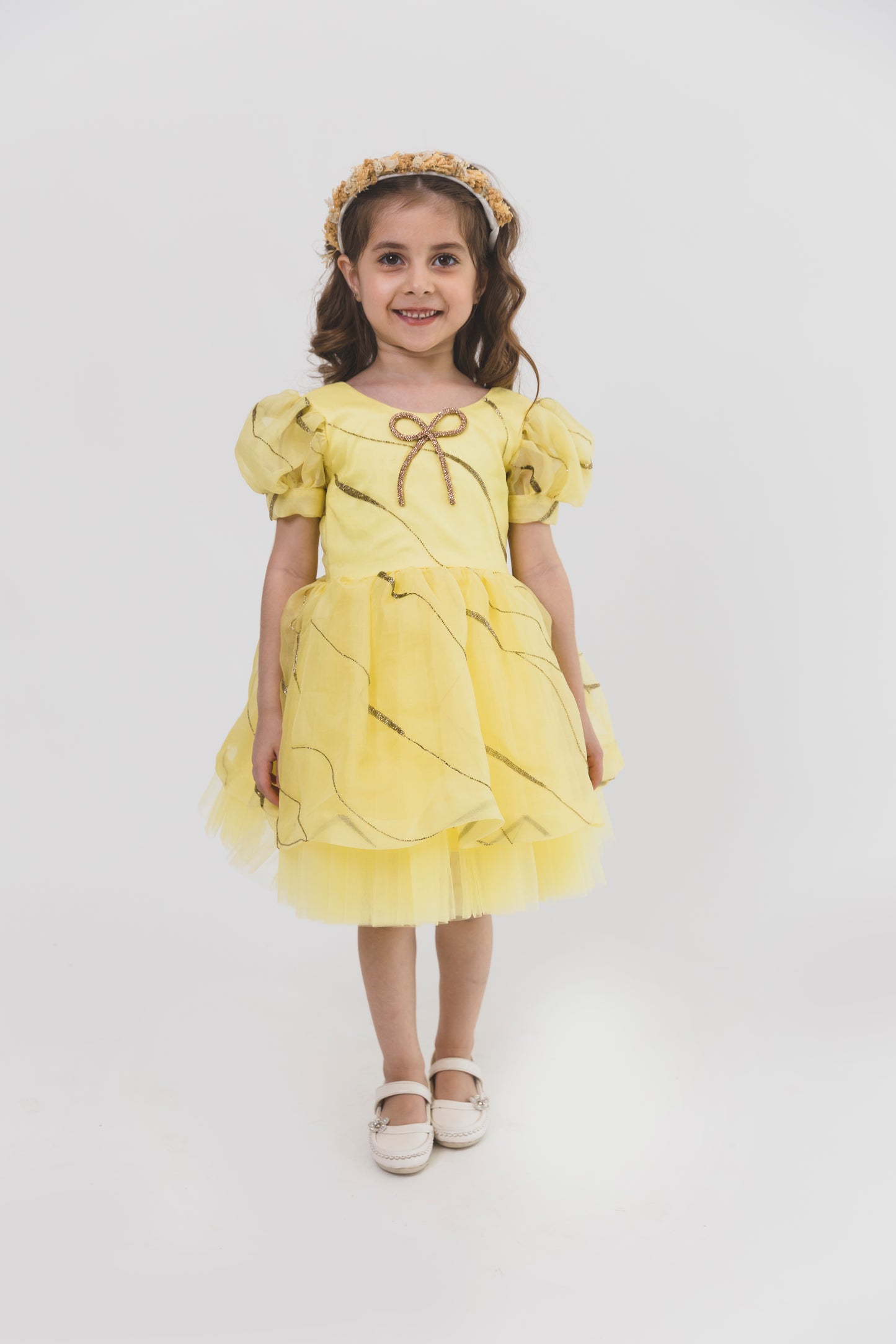 Yellow Organza Sequence Dress