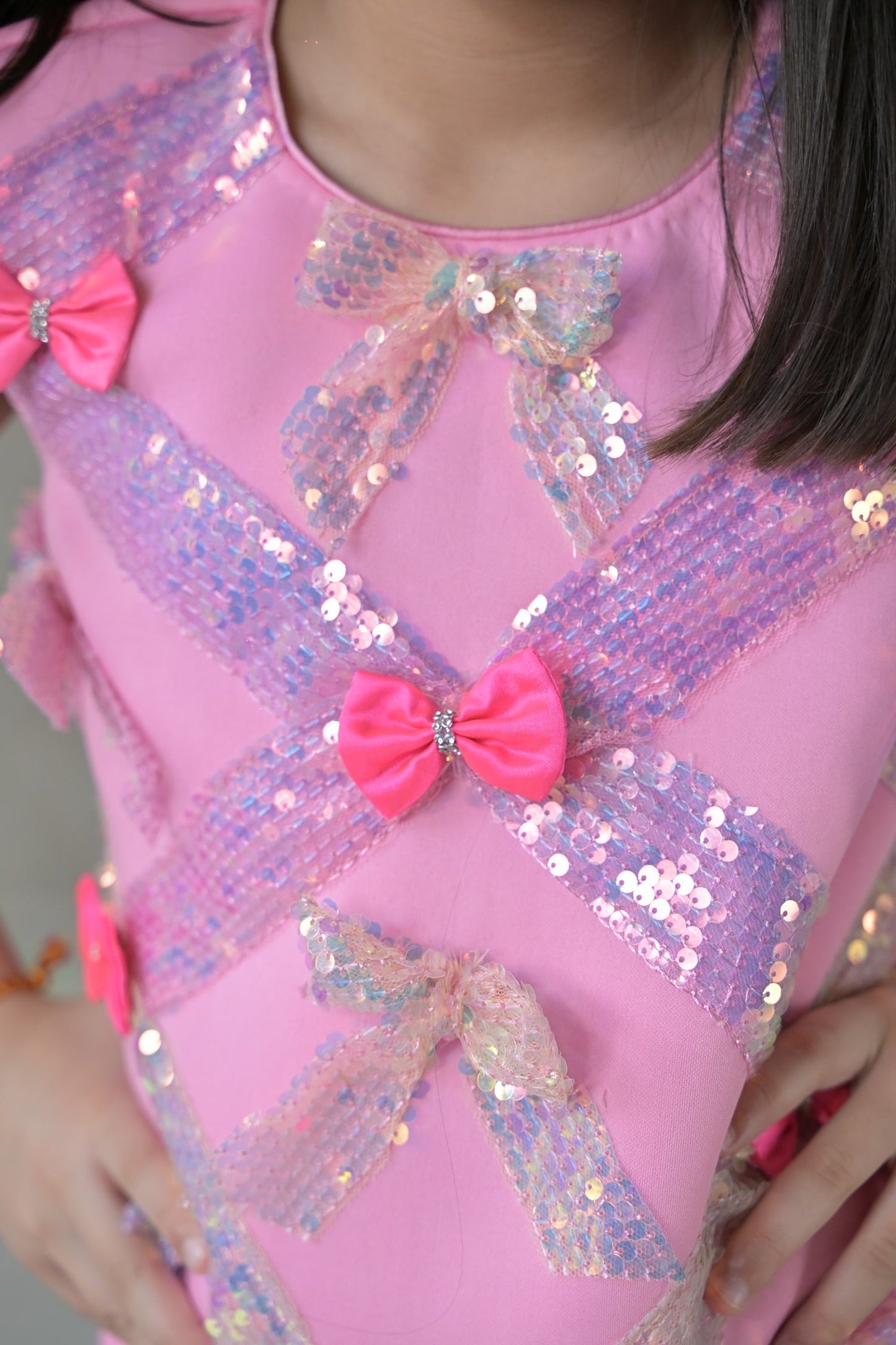 Lotus Pink Lots Of Bows A Line Dress