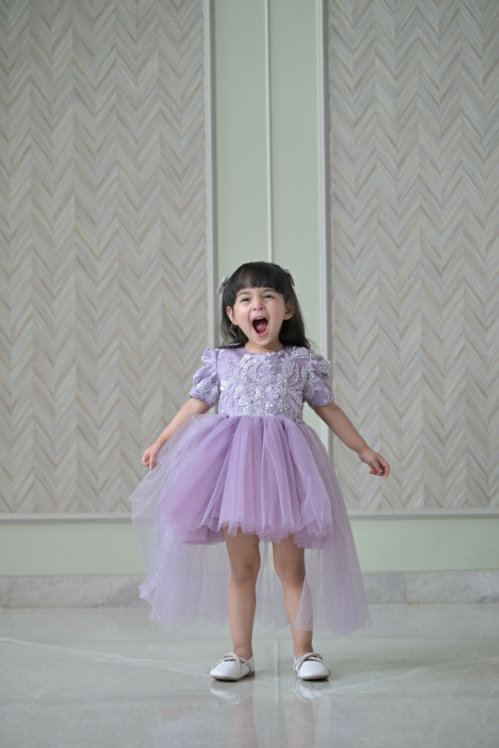 Lavender Seuence Dress With Back Flair