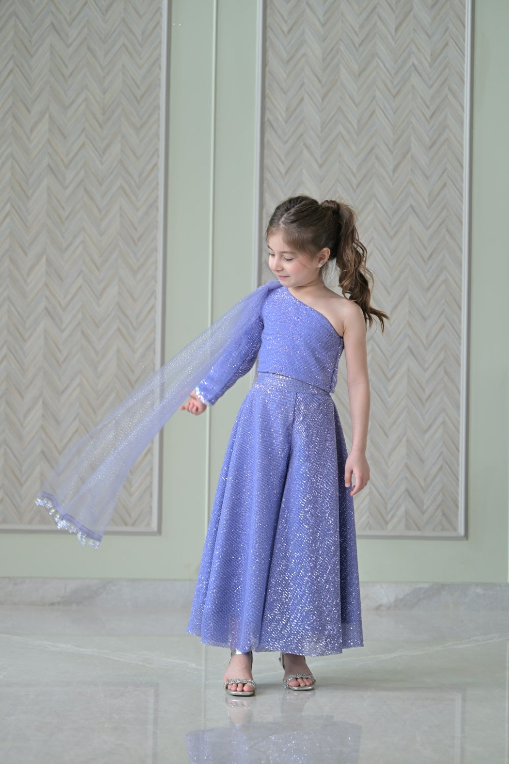 Lilac Lavender Sequence Sharara Set With Dupatta