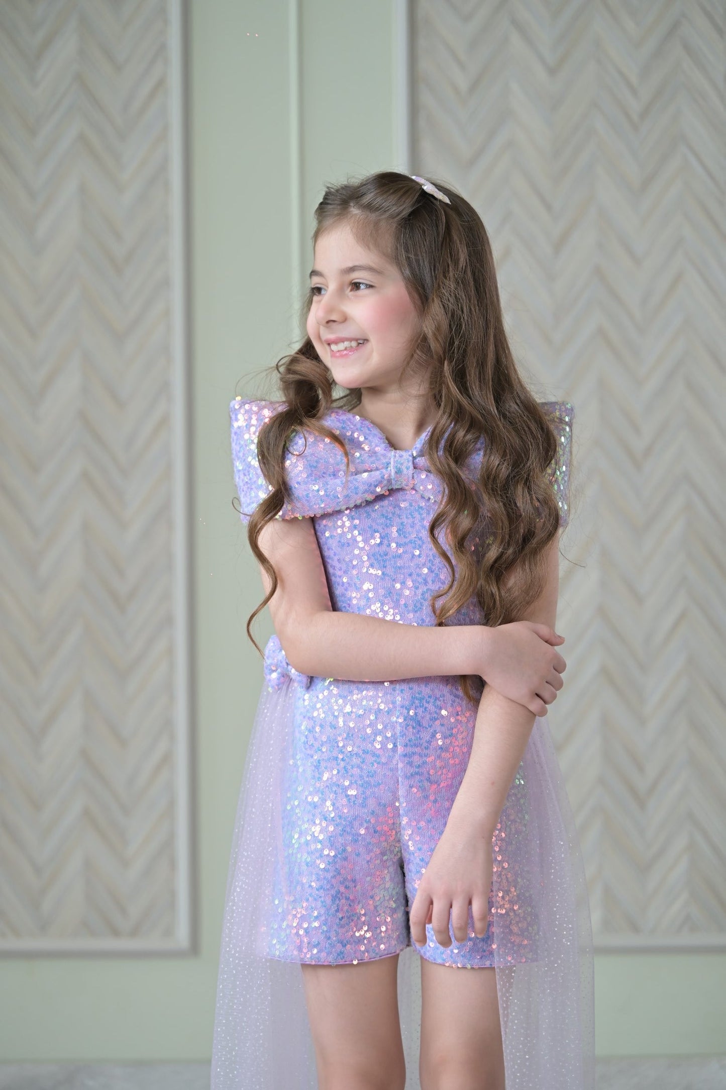 Lilac Sequence Playsuit With Back Flair