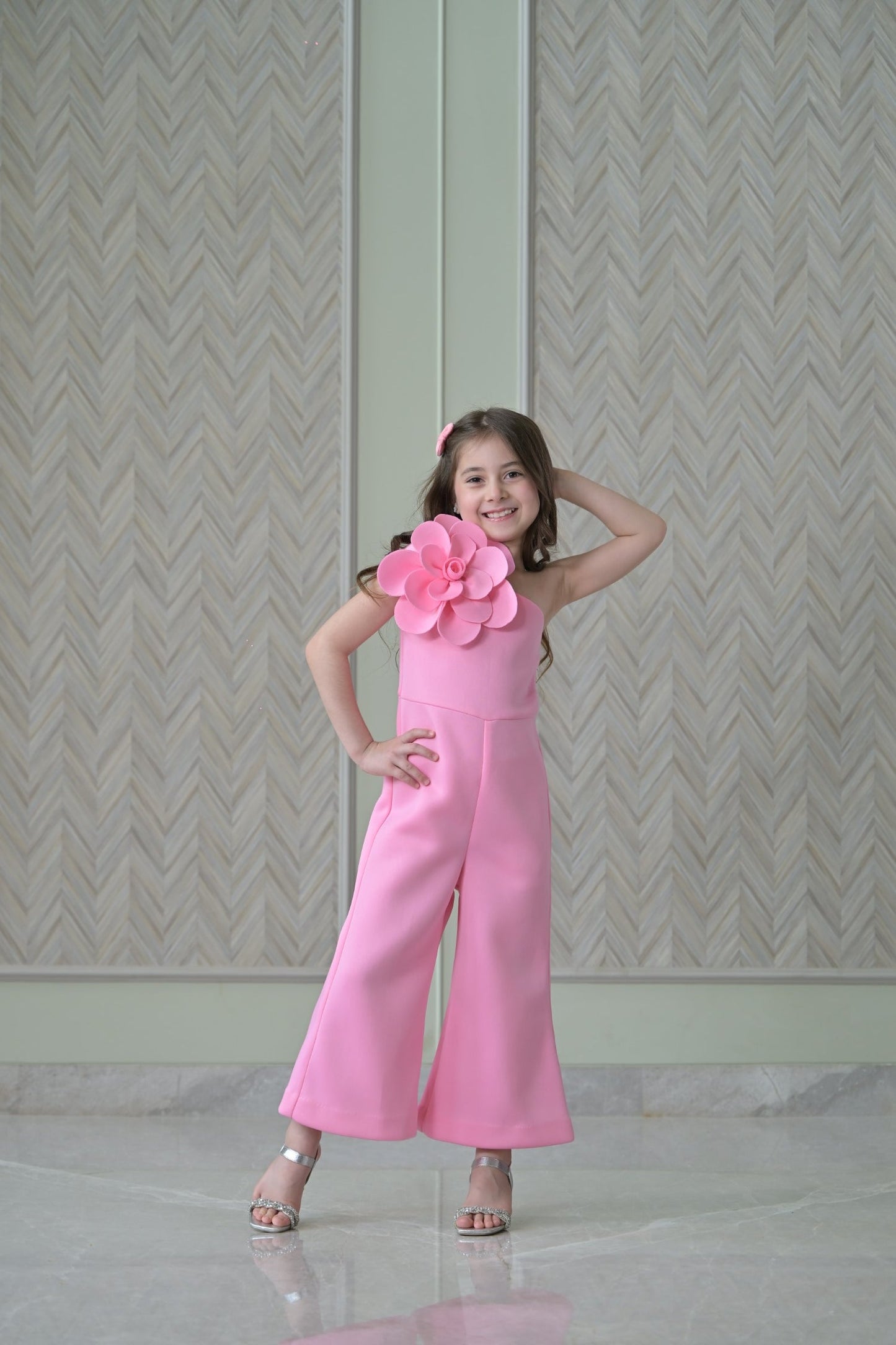 Lotus Pink 3D Flower Jumpsuit