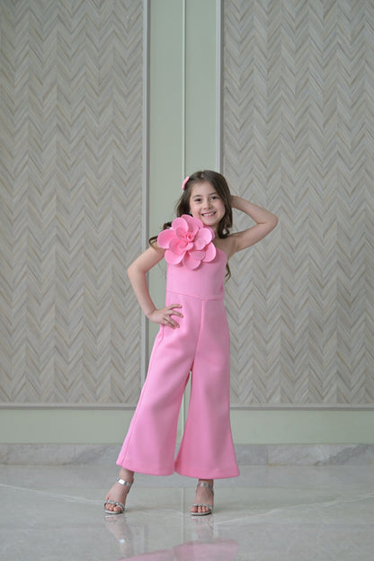 Lotus Pink 3D Flower Jumpsuit