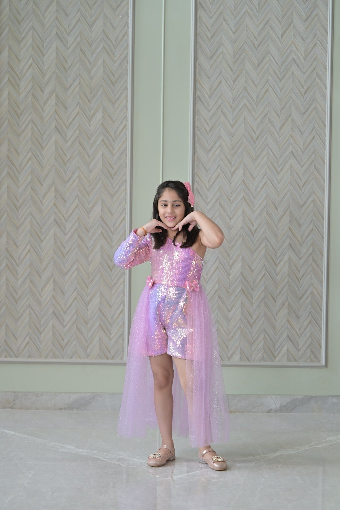 Rainbow Sequence Playsuit With Back Flair