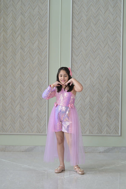 Rainbow Sequence Playsuit With Back Flair