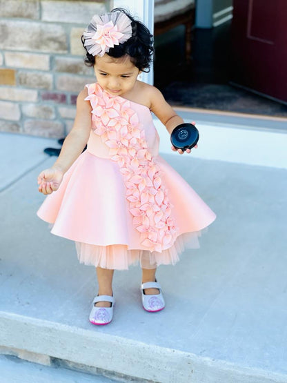 Baby Pink Falling Flowers Dress