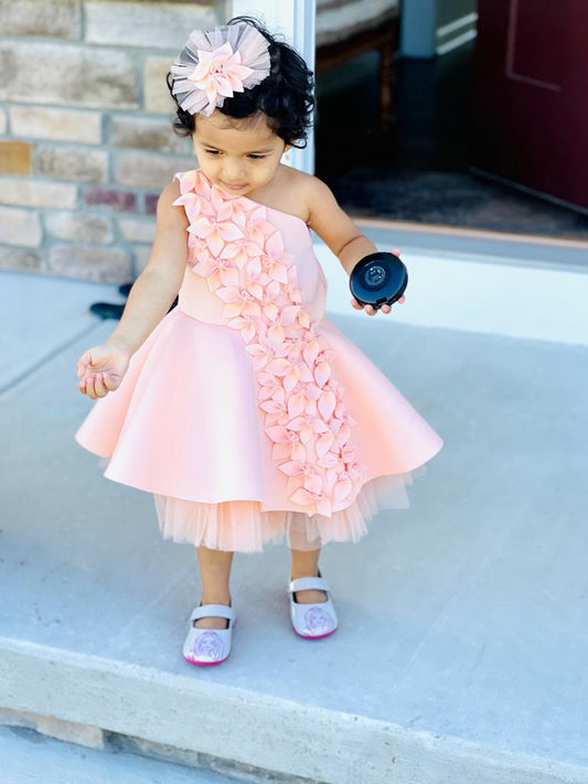 Baby Pink Falling Flowers Dress