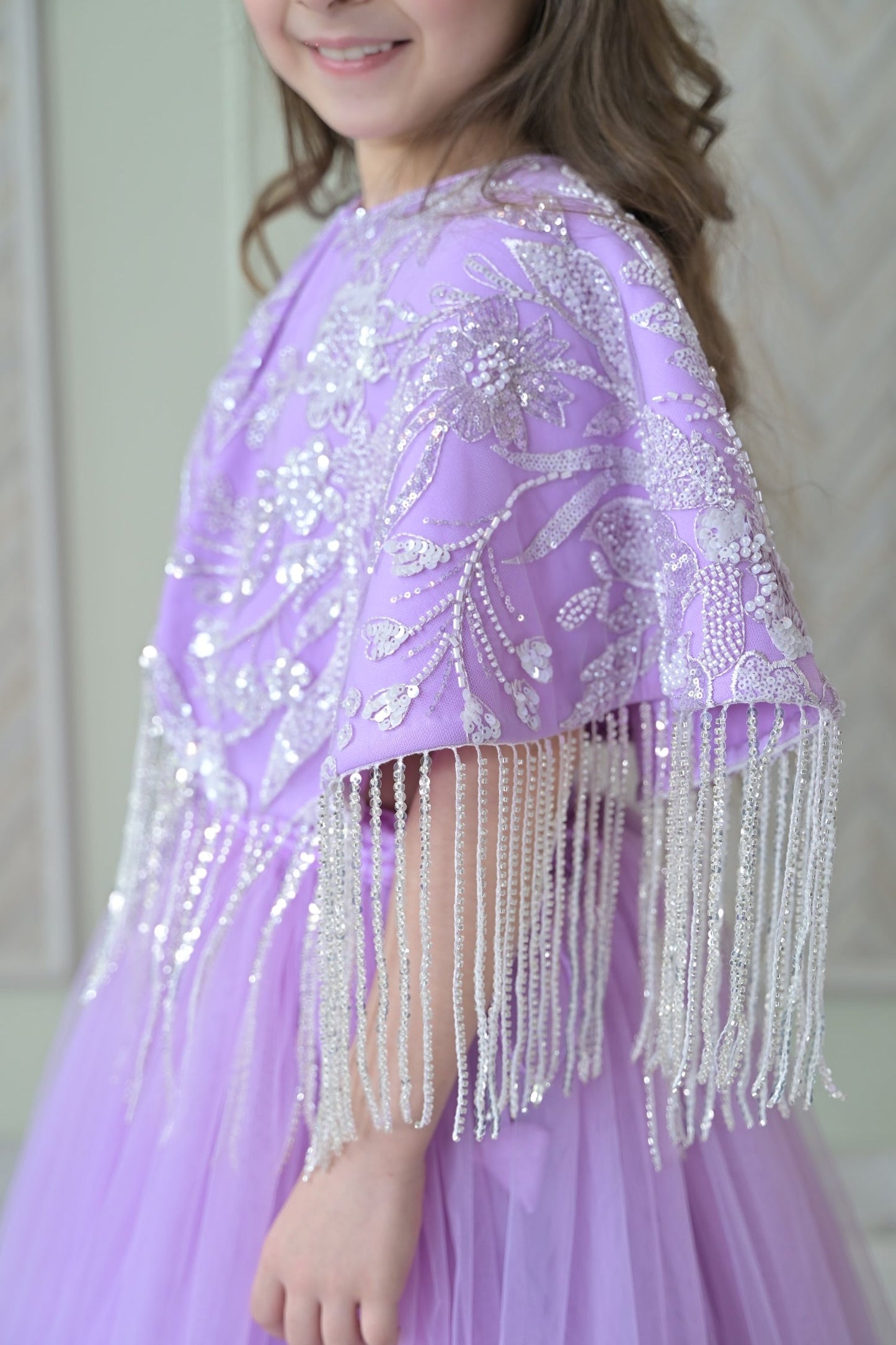 Lilac Silver Cape Frill Lehenga Set