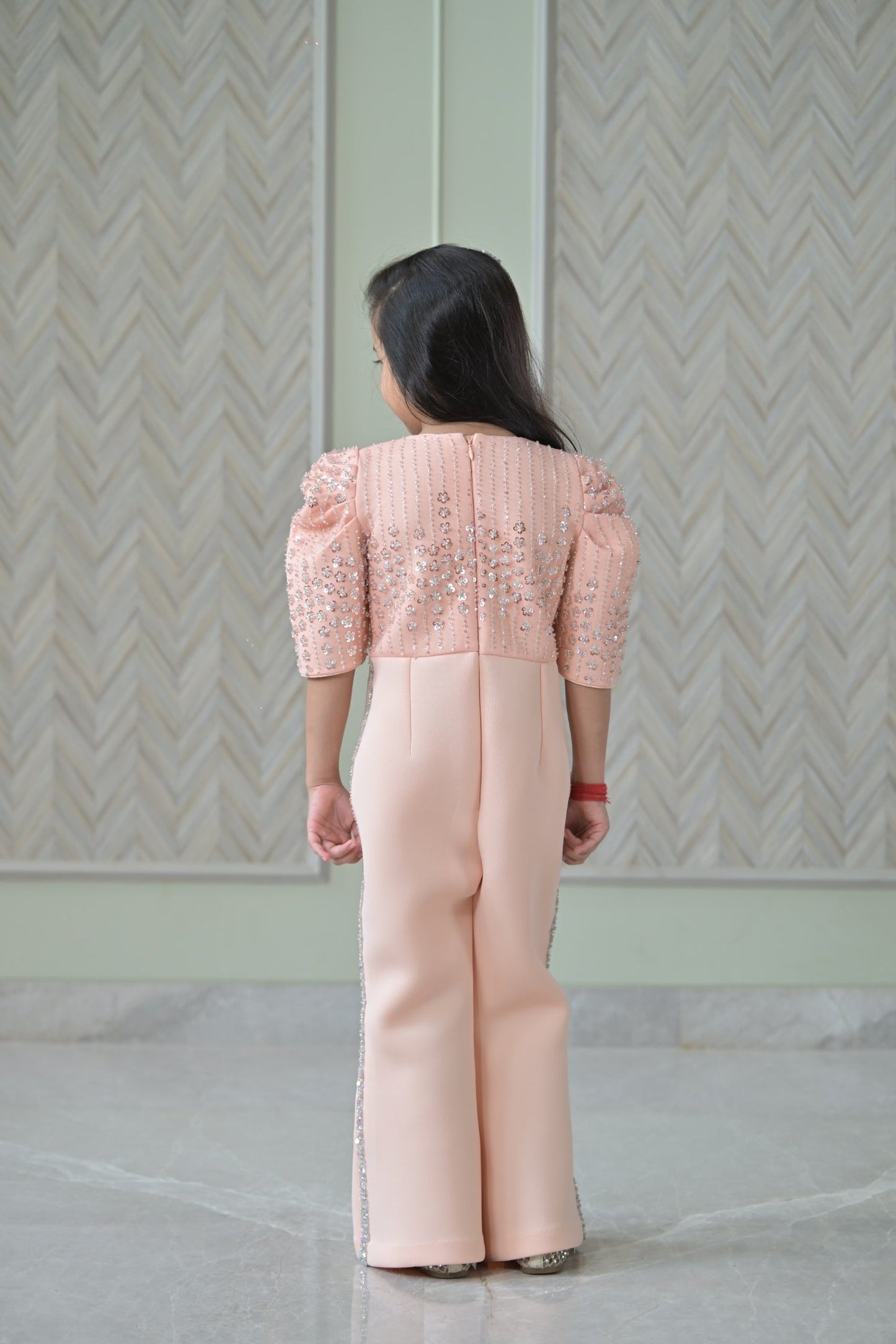 Peach Sequence Bodice Jumpsuit
