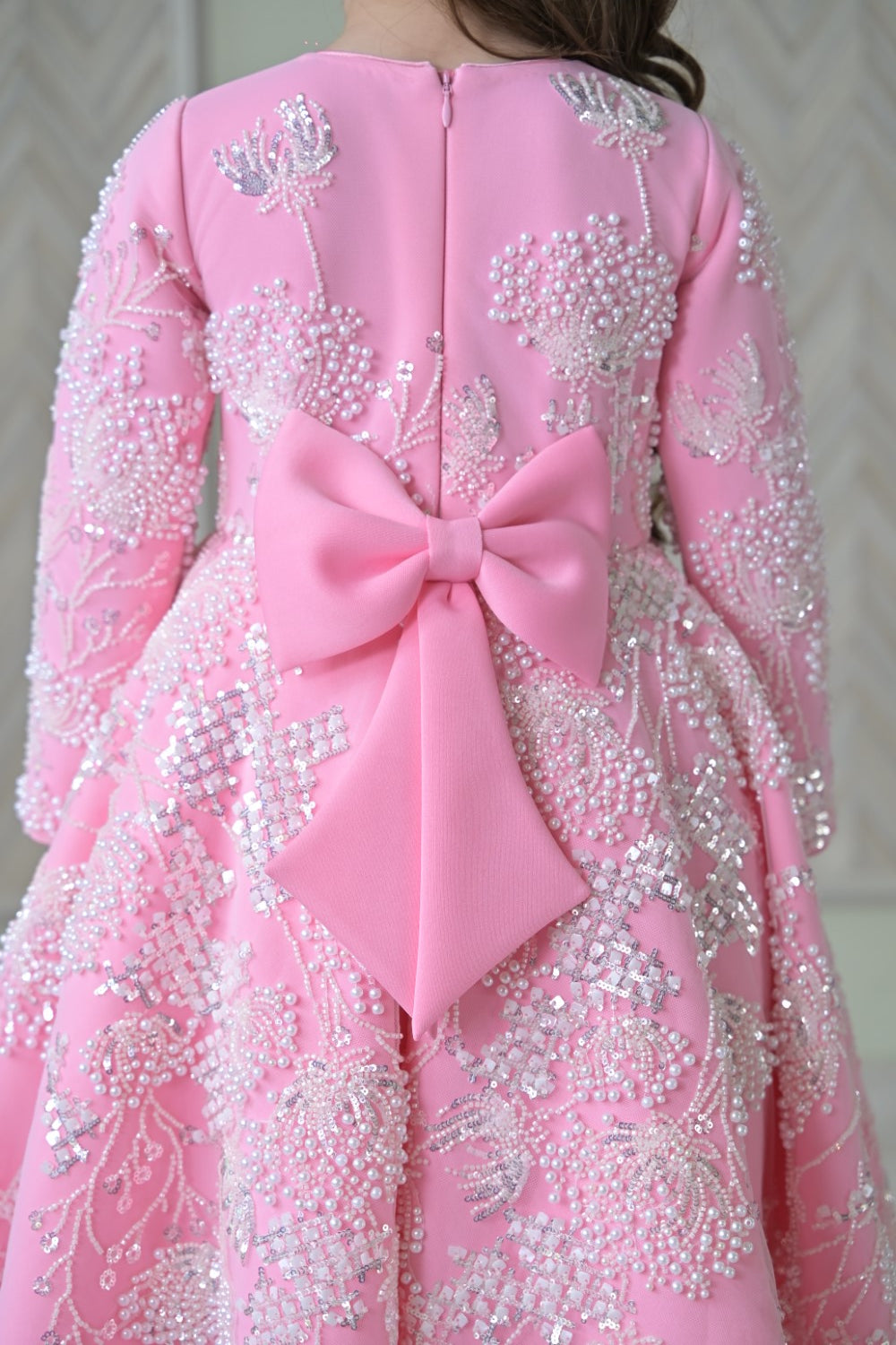 Lotus Pink Ivory Pearl Short Long Gown