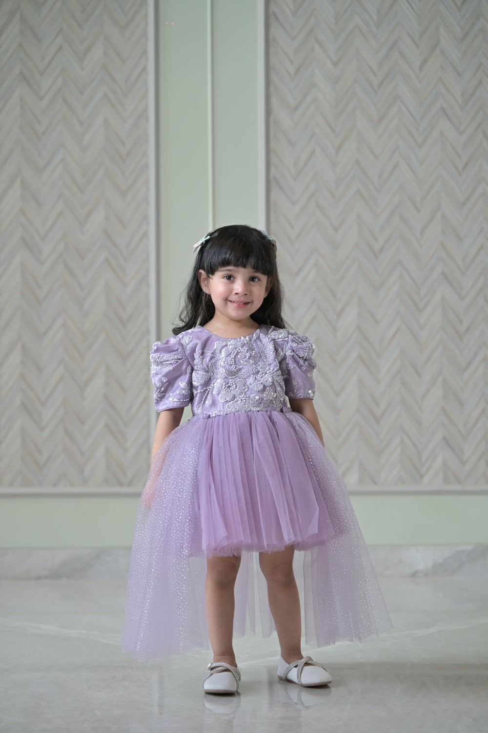 Lavender Seuence Dress With Back Flair