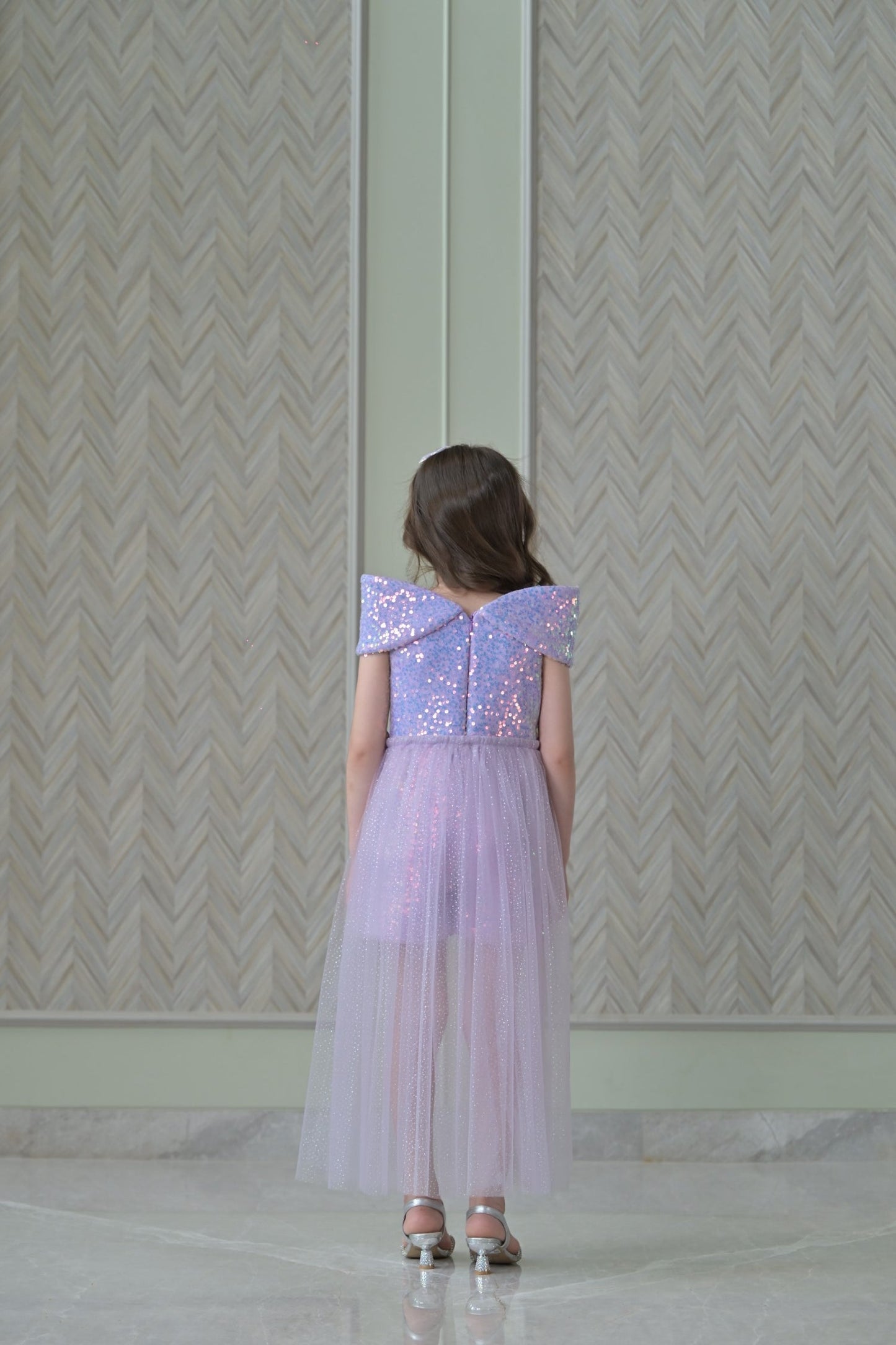Lilac Sequence Playsuit With Back Flair