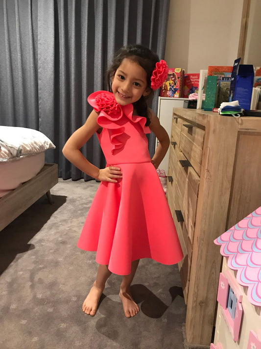 Raspberry One Shoulder Rose Dress