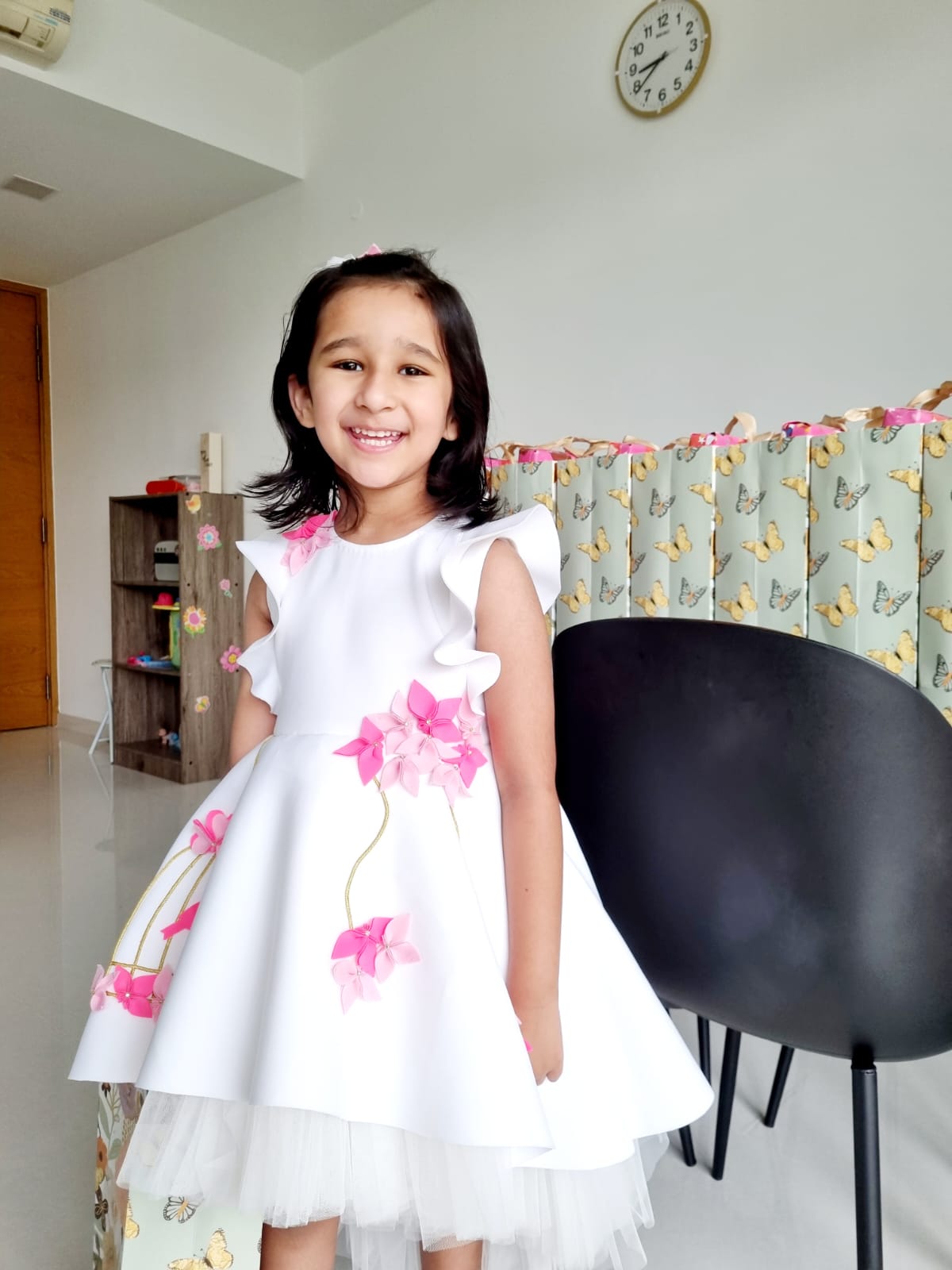 Ivory Shades Of Pink Birdcage Short Long Dress