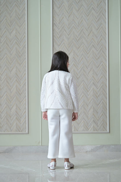 Ivory Pearl Sequence Jacket Jumpsuit