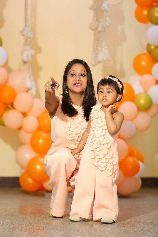 Peach Falling Flowers Jumpsuit