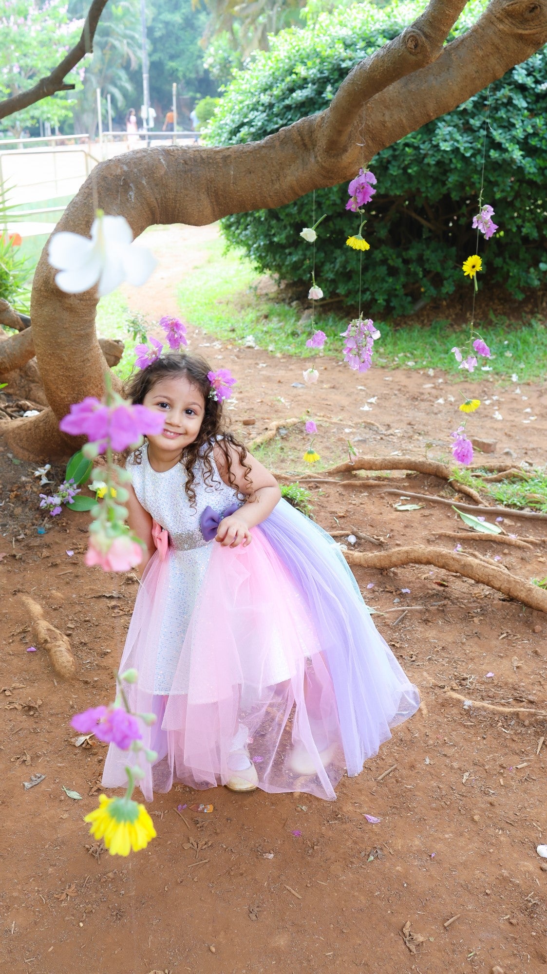 Ivory Silver Sequence Rainbow Flair Dress