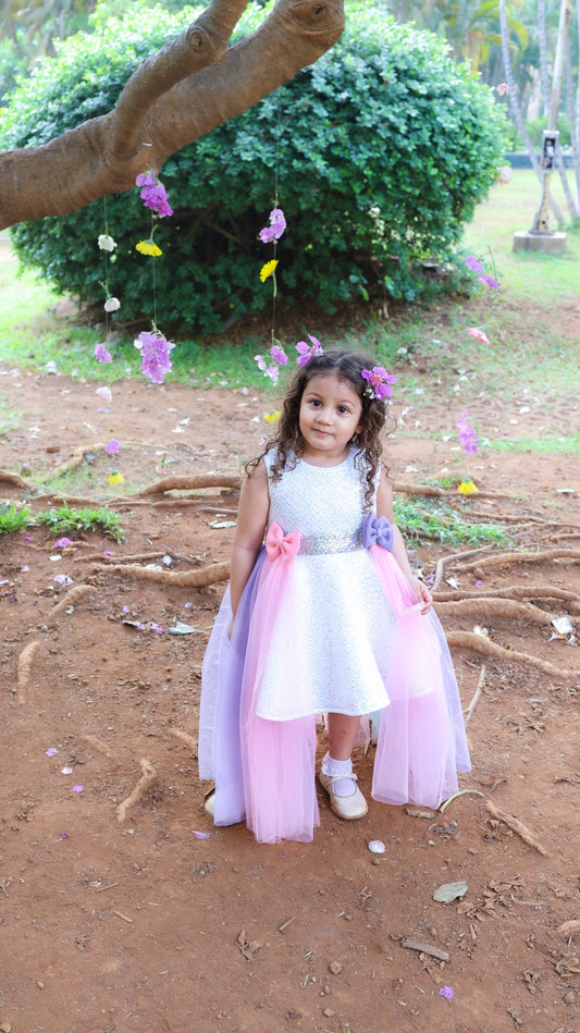 Ivory Silver Sequence Rainbow Flair Dress