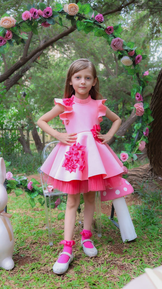 Shades Of Pink Garden Dress With Net
