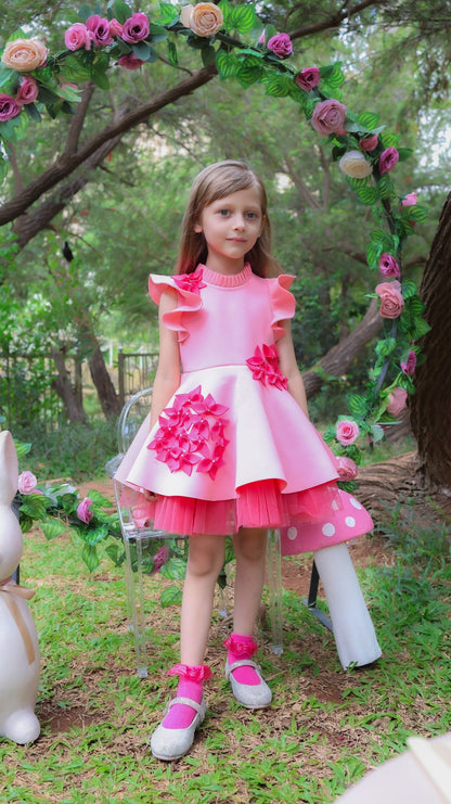 Shades Of Pink Garden Dress With Net