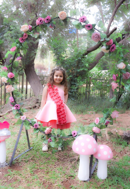 Shades Of Pink Falling Flowers Dress